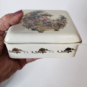 Vintage Lord Nelson Pottery Porcelain Renaissance Trinket Box Dresser Decor